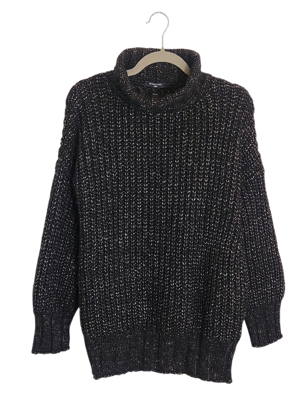 Marciano by Guess Black Metallic Turtleneck Sweater Size Medium